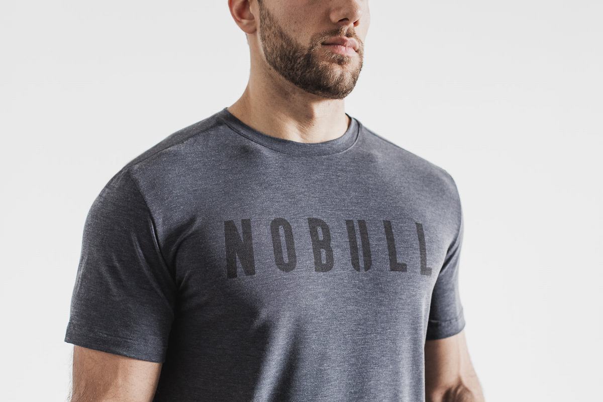 Nobull Men's T Shirts Deep Grey | Australia (AU7240)